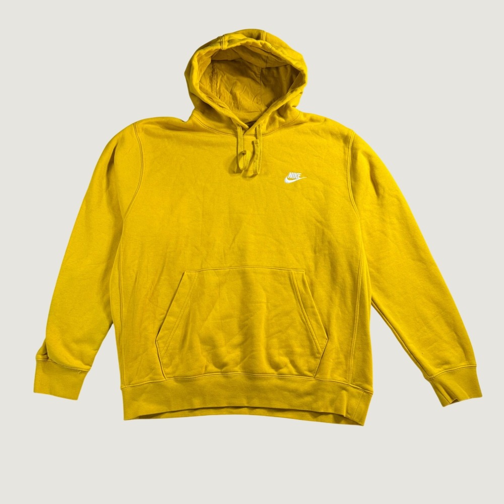 Nike Hoodie Mens Large Yellow Cotton Blend